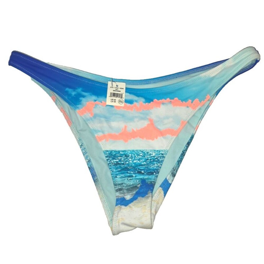 Aerie Blue Beach Scene Swim Bathing Suit Bottom Cheeky Medium M NEW